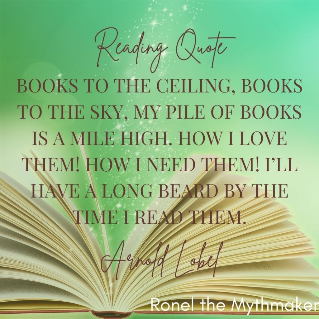 books to the ceiling books to the sky my pile of books is a mile high how i love them how i need them i'll have a long beard by the time i read them arnold lobel