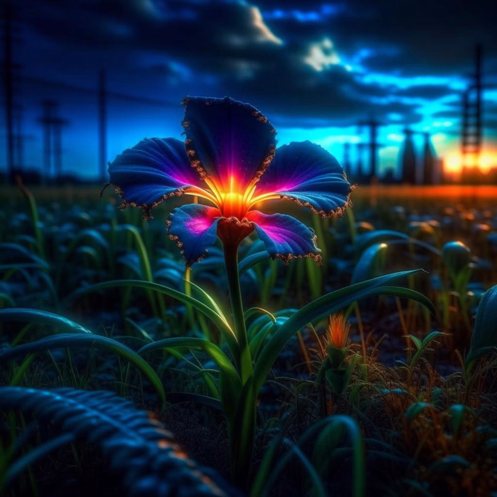 flower lily glowing fantastical encroaching on normal