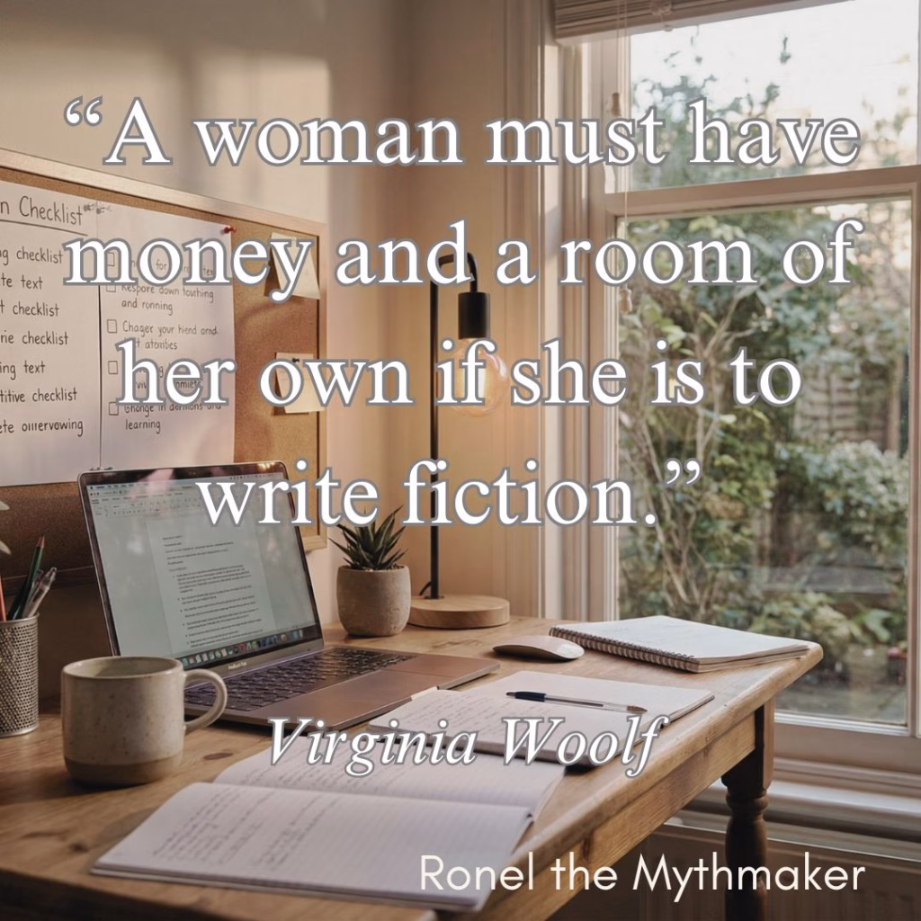 A woman must have money and a room of her own if she is to write fiction. virginia woolf